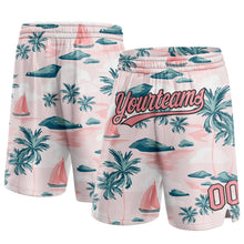 Load image into Gallery viewer, Custom Light Pink Medium Pink-Black 3D Pattern Hawaii Palm Trees And Island Authentic Basketball Shorts
