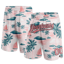 Charger l&#39;image dans la galerie, Custom Light Pink Medium Pink-Black 3D Pattern Hawaii Palm Trees And Island Authentic Basketball Shorts
