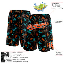 Загрузить изображение в средство просмотра галереи, Custom Black Orange-White 3D Pattern Hawaii Palm Trees And Pineapple Authentic Basketball Shorts
