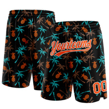 Load image into Gallery viewer, Custom Black Orange-White 3D Pattern Hawaii Palm Trees And Pineapple Authentic Basketball Shorts
