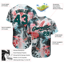 Загрузить изображение в средство просмотра галереи, Custom White Midnight Green-Black 3D Pattern Design Hawaii Palm Trees Authentic Baseball Jersey
