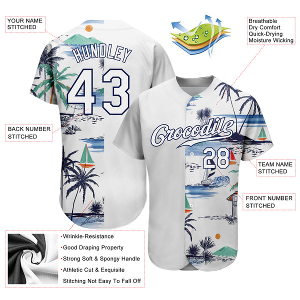 Cheap Custom White Gold-White 3D Pattern Design Hawaii Palm Trees Authentic Baseball  Jersey Free Shipping – CustomJerseysPro