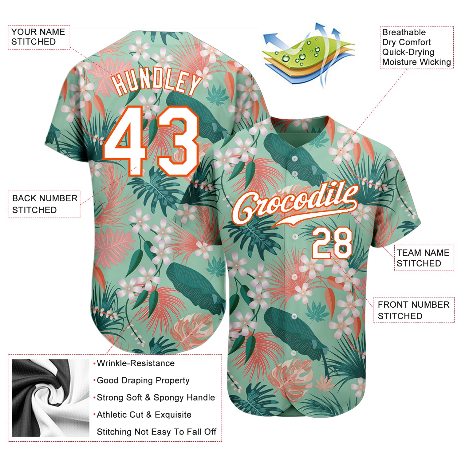 Custom Aqua Orange 3D Miami City Edition Fade Fashion Authentic Baseball  Jersey