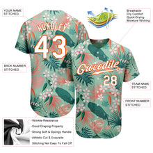 Загрузить изображение в средство просмотра галереи, Custom Teal White-Orange 3D Pattern Design Hawaii Palm Leaves And Flowers Authentic Baseball Jersey
