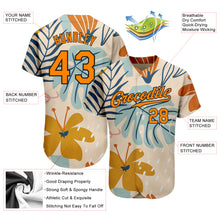 Загрузить изображение в средство просмотра галереи, Custom Cream Bay Orange-Black 3D Pattern Design Hawaii Palm Leaves And Flowers Authentic Baseball Jersey
