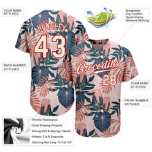 Загрузить изображение в средство просмотра галереи, Custom Cream Red 3D Pattern Design Hawaii Palm Leaves And Flowers Authentic Baseball Jersey
