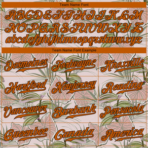 Custom Light Pink Texas Orange-Brown 3D Pattern Design Tropical Hawaii Plants Authentic Baseball Jersey