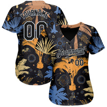 Charger l&#39;image dans la galerie, Custom Black Silver 3D Pattern Design Hawaii Palm Trees Authentic Baseball Jersey
