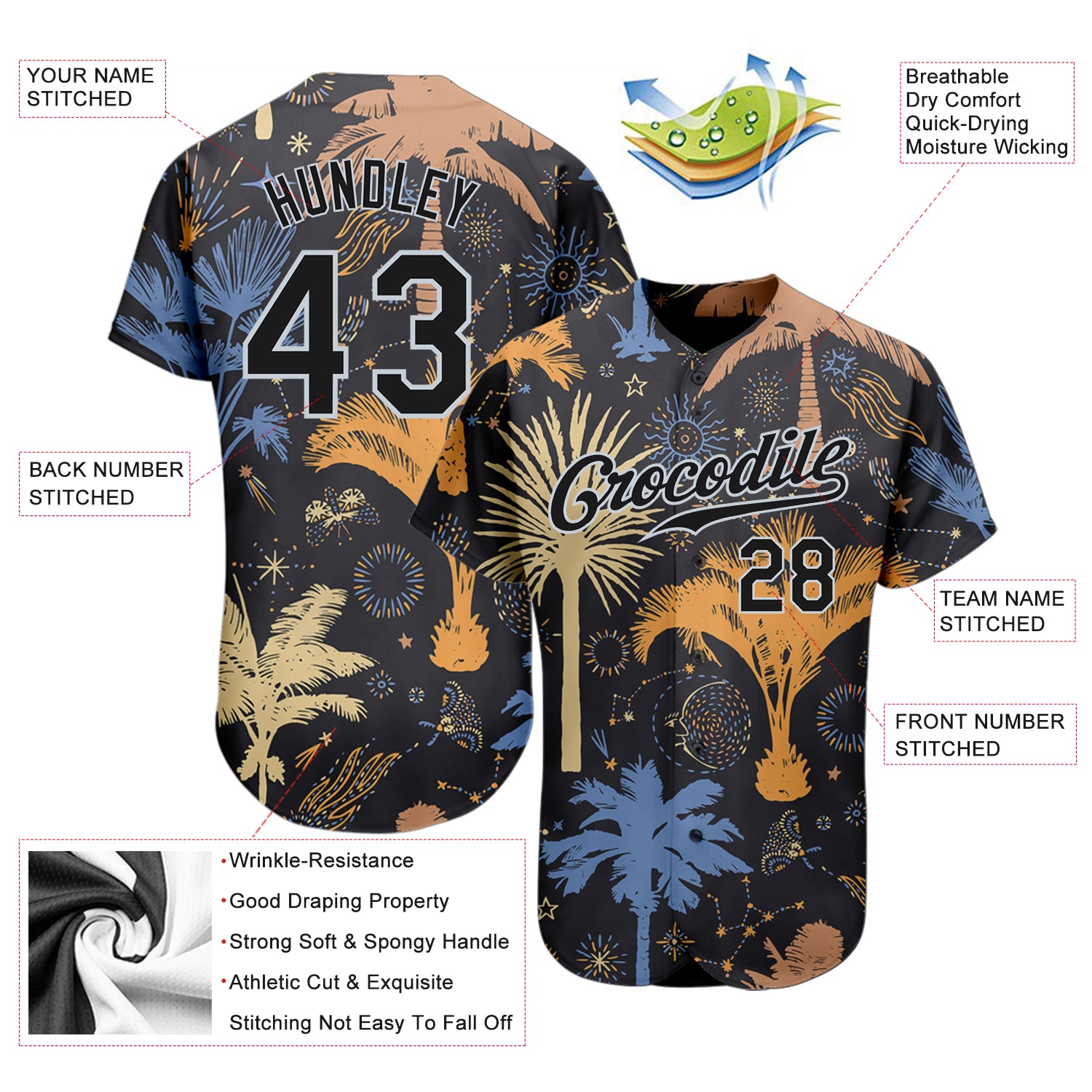 Custom Pink Lakes Blue-Black 3D Miami Palm Trees City Edition Authentic Baseball  Jersey Sale – UKSN INC