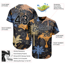 Charger l&#39;image dans la galerie, Custom Black Silver 3D Pattern Design Hawaii Palm Trees Authentic Baseball Jersey
