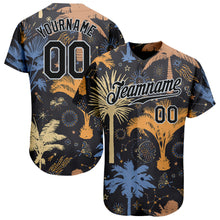 Charger l&#39;image dans la galerie, Custom Black Silver 3D Pattern Design Hawaii Palm Trees Authentic Baseball Jersey
