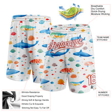 Загрузить изображение в средство просмотра галереи, Custom White Red 3D Pattern Whale And Fish Authentic Basketball Shorts
