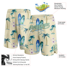 Charger l&#39;image dans la galerie, Custom City Cream Teal 3D Pattern Hawaii Coconut Palms Authentic Basketball Shorts
