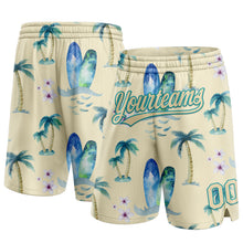 Charger l&#39;image dans la galerie, Custom City Cream Teal 3D Pattern Hawaii Coconut Palms Authentic Basketball Shorts
