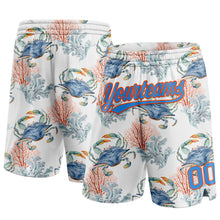 Charger l&#39;image dans la galerie, Custom White Powder Blue-Orange 3D Pattern Coral And Crab Authentic Basketball Shorts
