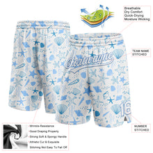 Charger l&#39;image dans la galerie, Custom White Light Blue 3D Pattern Starfishs And Shells Authentic Basketball Shorts
