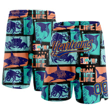 Загрузить изображение в средство просмотра галереи, Custom Black Royal-Bay Orange 3D Pattern Summer Ocean Life Authentic Basketball Shorts
