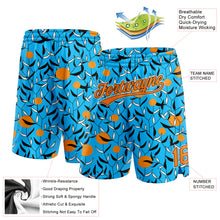 Загрузить изображение в средство просмотра галереи, Custom Lakes Blue Bay Orange-Black 3D Pattern Hawaii Leaves And Orange Authentic Basketball Shorts
