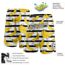 Загрузить изображение в средство просмотра галереи, Custom Black White 3D Pattern Banana Authentic Basketball Shorts
