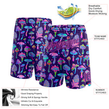 Загрузить изображение в средство просмотра галереи, Custom Black Purple-Pink 3D Pattern Colorful Flowers And Mushrooms Psychedelic Hallucination Authentic Basketball Shorts
