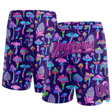 Загрузить изображение в средство просмотра галереи, Custom Black Purple-Pink 3D Pattern Colorful Flowers And Mushrooms Psychedelic Hallucination Authentic Basketball Shorts
