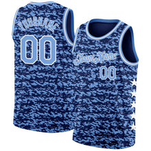 Laden Sie das Bild in den Galerie-Viewer, Custom Navy Light Blue-White Authentic City Edition Basketball Jersey
