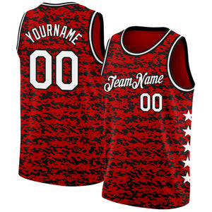 Custom Red White-Black Authentic City Edition Basketball Jersey