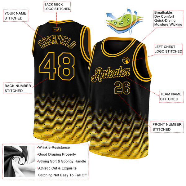 The Jersey Nation black-yellow Custom Basketball Jersey - 2XL