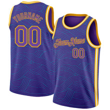 Load image into Gallery viewer, Custom Purple Teal-Gold Authentic City Edition Basketball Jersey
