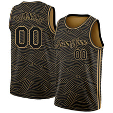 Загрузить изображение в средство просмотра галереи, Custom Black Old Gold Authentic City Edition Basketball Jersey
