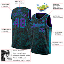 Charger l&#39;image dans la galerie, Custom Black Purple-Teal Authentic City Edition Basketball Jersey
