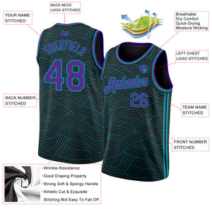 Custom Black Purple-Teal Authentic City Edition Basketball Jersey