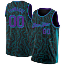 Charger l&#39;image dans la galerie, Custom Black Purple-Teal Authentic City Edition Basketball Jersey
