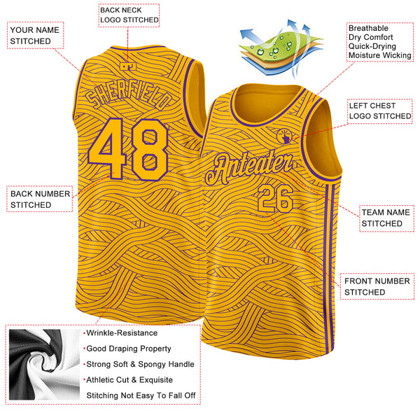 Cheap Custom Gold Purple Authentic City Edition Basketball Jersey