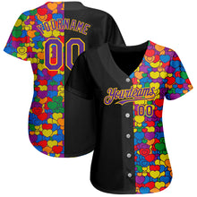 Загрузить изображение в средство просмотра галереи, Custom Rainbow For Pride Month Love Is Love LGBT 3D Authentic Baseball Jersey
