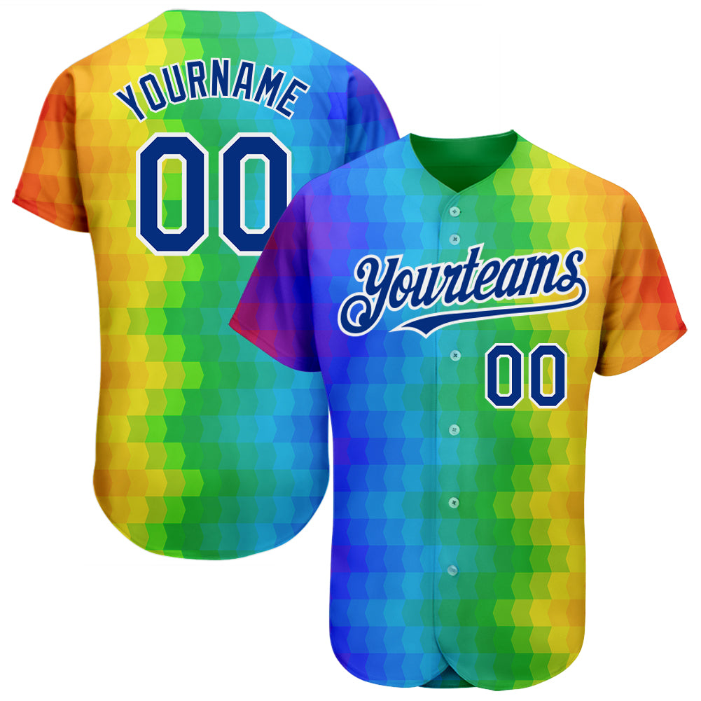 Custom Rainbow For Pride Month Love Is Love LGBT 3D Authentic Baseball  Jersey