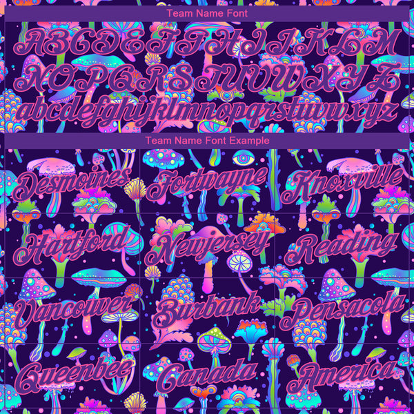 Cheap Custom Black Purple-Pink 3D Pattern Design Magic Mushrooms