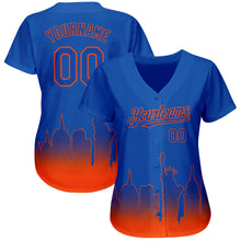 Charger l&#39;image dans la galerie, Custom Royal Orange 3D New York City Edition Fade Fashion Authentic Baseball Jersey
