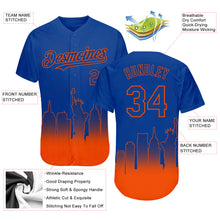 Charger l&#39;image dans la galerie, Custom Royal Orange 3D New York City Edition Fade Fashion Authentic Baseball Jersey
