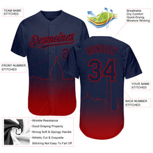 Charger l&#39;image dans la galerie, Custom Navy Red 3D Washington City Edition Fade Fashion Authentic Baseball Jersey
