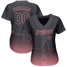 Laden Sie das Bild in den Galerie-Viewer, Custom Steel Gray Medium Pink 3D Washington City Edition Fade Fashion Authentic Baseball Jersey
