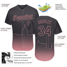 Laden Sie das Bild in den Galerie-Viewer, Custom Steel Gray Medium Pink 3D Washington City Edition Fade Fashion Authentic Baseball Jersey
