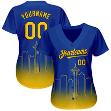 Загрузить изображение в средство просмотра галереи, Custom Royal Yellow-Black 3D Seattle City Edition Fade Fashion Authentic Baseball Jersey
