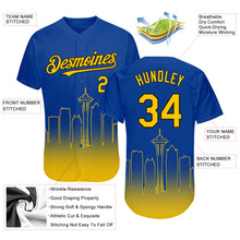 Загрузить изображение в средство просмотра галереи, Custom Royal Yellow-Black 3D Seattle City Edition Fade Fashion Authentic Baseball Jersey
