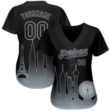 Загрузить изображение в средство просмотра галереи, Custom Black Silver 3D Las Vegas City Edition Fade Fashion Authentic Baseball Jersey
