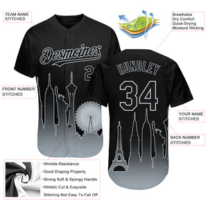 Custom Black Silver 3D Las Vegas City Edition Fade Fashion Authentic Baseball Jersey