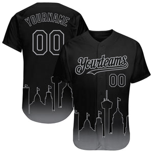 Custom Black Gray 3D San Antonio City Edition Fade Fashion Authentic Baseball Jersey