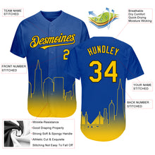 Load image into Gallery viewer, Custom Royal Yellow-Black 3D San Francisco City Edition Fade Fashion Authentic Baseball Jersey
