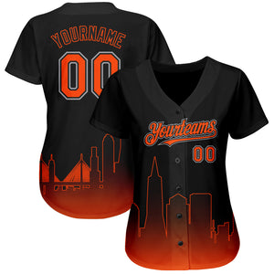 Custom Black Orange-Gray 3D San Francisco City Edition Fade Fashion Authentic Baseball Jersey