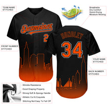 Load image into Gallery viewer, Custom Black Orange-Gray 3D San Francisco City Edition Fade Fashion Authentic Baseball Jersey
